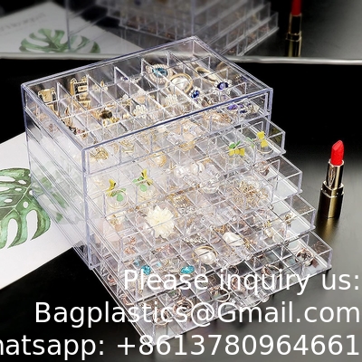 Clear Jewelry Organizer, Durable Jewelry Box With 5 Drawers, Jewelry Organizer Box, Earring Jewelry Organizer