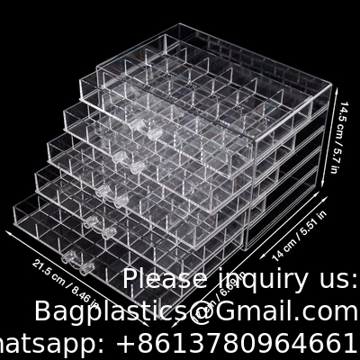 Clear Jewelry Organizer, Durable Jewelry Box With 5 Drawers, Jewelry Organizer Box, Earring Jewelry Organizer