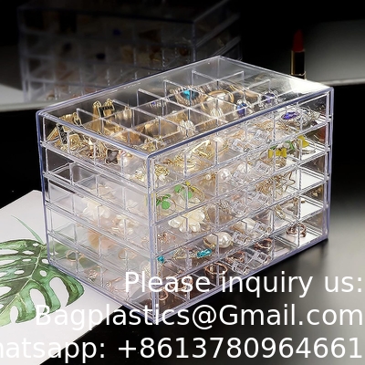 Clear Jewelry Organizer, Durable Jewelry Box With 5 Drawers, Jewelry Organizer Box, Earring Jewelry Organizer