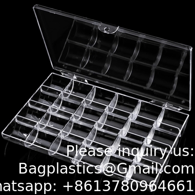 Plastic Nail Art Decorations Container, Transparent Plastic Organizer Box, Clear Storage Container Jewelry Box