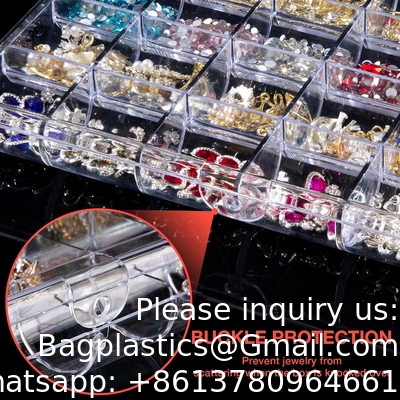 Plastic Nail Art Decorations Container, Transparent Plastic Organizer Box, Clear Storage Container Jewelry Box