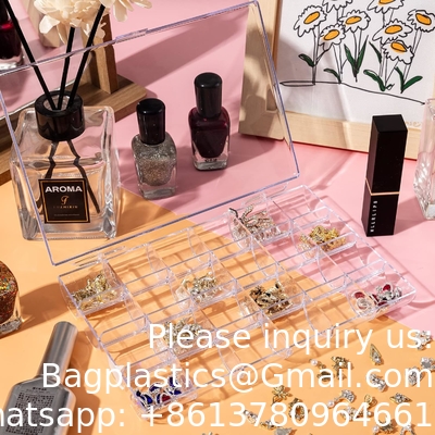 Plastic Nail Art Decorations Container, Transparent Plastic Organizer Box, Clear Storage Container Jewelry Box