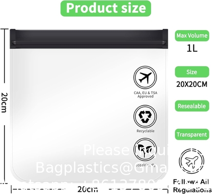 Quart Size Zipper Bags- Triple-sealed Seam Leakproof Clear Cosmetic Bag for Liquids &amp; Makeup- Portable Travel Size