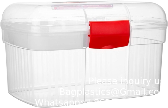 Clear First Aid Kit Container, Travel Medicine Storage Box With Tray First Aid Kit Container, Clear Organizer Box