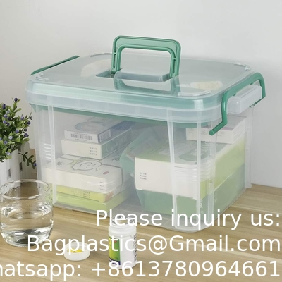 Clear First Aid Kit Container, Travel Medicine Storage Box With Tray First Aid Kit Container, Clear Organizer Box