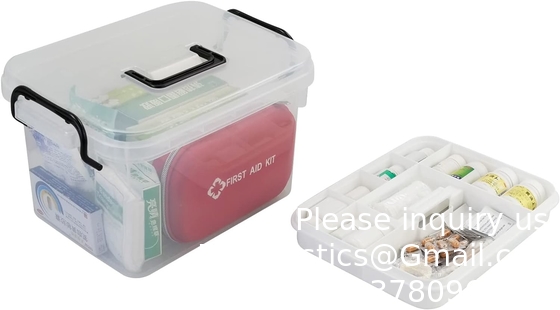 Clear First Aid Kit Container, Travel Medicine Storage Box With Tray First Aid Kit Container, Clear Organizer Box