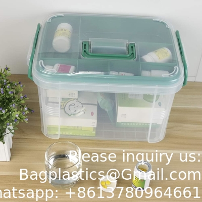 Clear First Aid Kit Container, Travel Medicine Storage Box With Tray First Aid Kit Container, Clear Organizer Box
