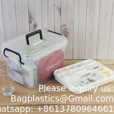 Clear First Aid Kit Container, Travel Medicine Storage Box With Tray First Aid Kit Container, Clear Organizer Box