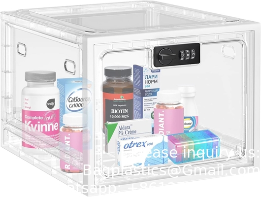 Medicine Lock Box, Lockable Storage Box For Safe Medication Storage, Large Capacity Lockable Box Container