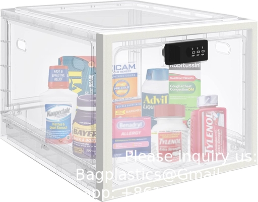Medicine Lock Box, Lockable Storage Box For Safe Medication Storage, Large Capacity Lockable Box Container
