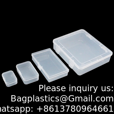 Rectangular Empty Mini Clear Plastic Organizer Storage Box Containers With Hinged Lids For Small Items Craft Box