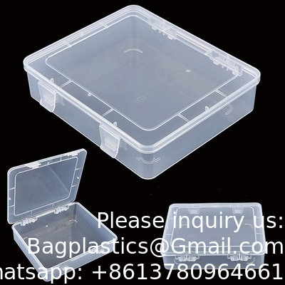Rectangular Empty Mini Clear Plastic Organizer Storage Box Containers With Hinged Lids For Small Items Craft Box