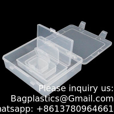 Rectangular Empty Mini Clear Plastic Organizer Storage Box Containers With Hinged Lids For Small Items Craft Box