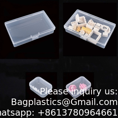 Rectangular Empty Mini Clear Plastic Organizer Storage Box Containers With Hinged Lids For Small Items Craft Box