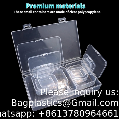 Rectangular Empty Mini Clear Plastic Organizer Storage Box Containers With Hinged Lids For Small Items Craft Box