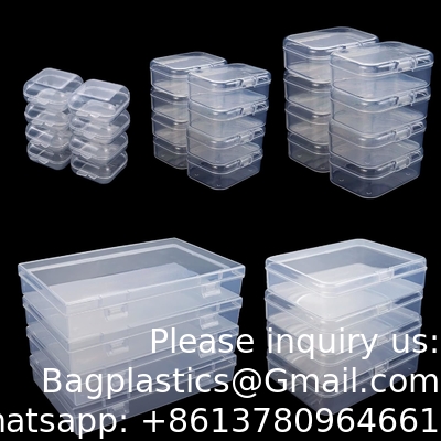 Rectangular Empty Mini Clear Plastic Organizer Storage Box Containers With Hinged Lids For Small Items Craft Box