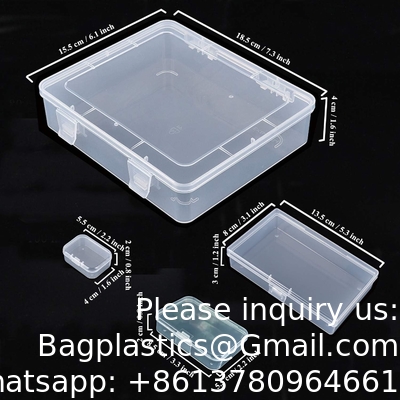 Rectangular Empty Mini Clear Plastic Organizer Storage Box Containers With Hinged Lids For Small Items Craft Box