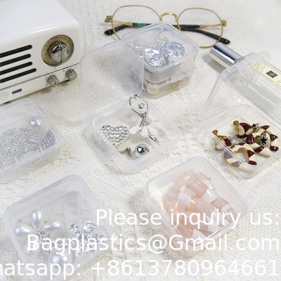 Mini Clear Plastic Beads Storage Box Small Empty Organizer Box with Hinged Lid for Storage of Small Items, Jewelry