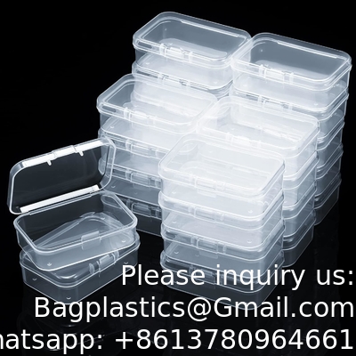 Mini Clear Plastic Beads Storage Box Small Empty Organizer Box with Hinged Lid for Storage of Small Items, Jewelry