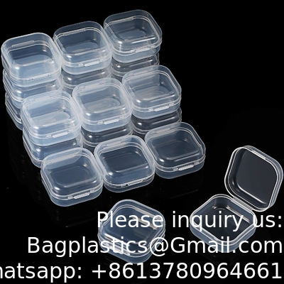 Mini Clear Plastic Beads Storage Box Small Empty Organizer Box with Hinged Lid for Storage of Small Items, Jewelry