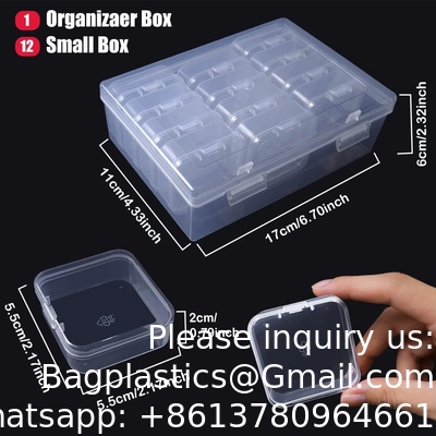 Mini Clear Plastic Beads Storage Box Small Empty Organizer Box with Hinged Lid for Storage of Small Items, Jewelry