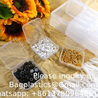 Mini Clear Plastic Beads Storage Box Small Empty Organizer Box with Hinged Lid for Storage of Small Items, Jewelry