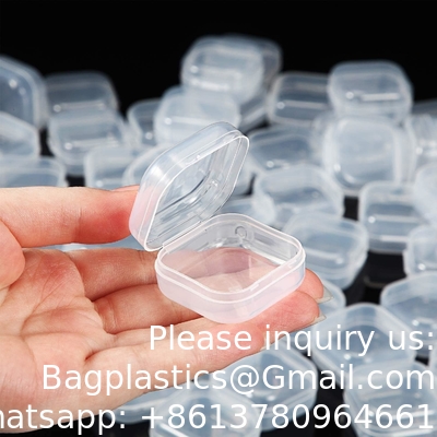 Mini Clear Plastic Beads Storage Box Small Empty Organizer Box with Hinged Lid for Storage of Small Items, Jewelry