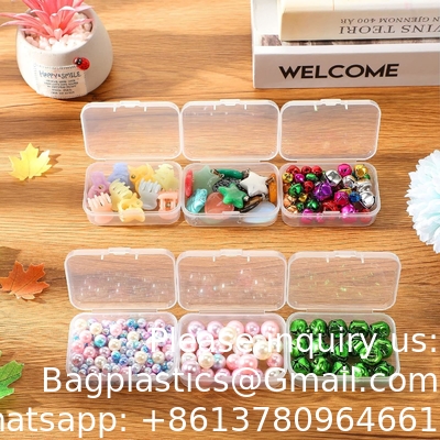 Mini Clear Plastic Beads Storage Box Small Empty Organizer Box with Hinged Lid for Storage of Small Items, Jewelry