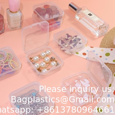 Mini Clear Plastic Beads Storage Box Small Empty Organizer Box with Hinged Lid for Storage of Small Items, Jewelry