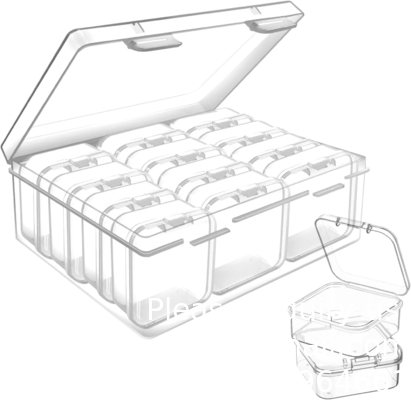 Mini Clear Plastic Beads Storage Box Small Empty Organizer Box with Hinged Lid for Storage of Small Items, Jewelry
