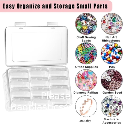 Mini Clear Plastic Beads Storage Box Small Empty Organizer Box with Hinged Lid for Storage of Small Items, Jewelry