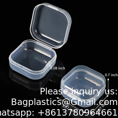 Mini Clear Plastic Beads Storage Box Small Empty Organizer Box with Hinged Lid for Storage of Small Items, Jewelry