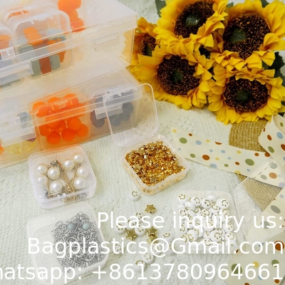 Mini Clear Plastic Beads Storage Box Small Empty Organizer Box with Hinged Lid for Storage of Small Items, Jewelry