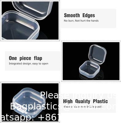 Mini Clear Plastic Beads Storage Box Small Empty Organizer Box with Hinged Lid for Storage of Small Items, Jewelry