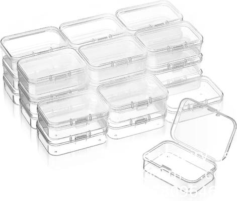 Mini Clear Plastic Beads Storage Box Small Empty Organizer Box with Hinged Lid for Storage of Small Items, Jewelry