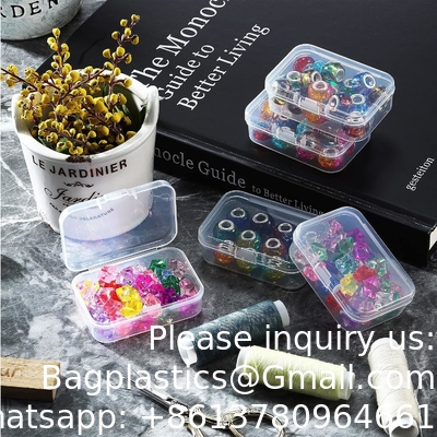 Mini Clear Plastic Beads Storage Box Small Empty Organizer Box with Hinged Lid for Storage of Small Items, Jewelry