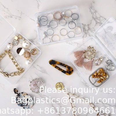 Organizer Storage Box, Rectangular Empty Mini Clear Plastic Organizer Storage Box Containers with Lids Small Items