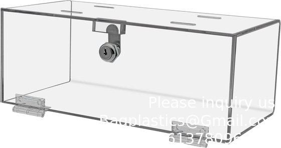Clear Acrylic Single Lock Medical Box with Keys, 13&quot; x 6.5&quot; x 5.5&quot; Medium for Medical Storage of Supplies Medications