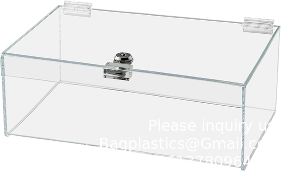 Clear Acrylic Single Lock Medical Box with Keys, 13&quot; x 6.5&quot; x 5.5&quot; Medium for Medical Storage of Supplies Medications