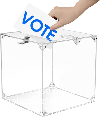 Acrylic Donation Box, 9.8&quot; x 9.8&quot; x 9.8&quot; Large Ballot Box, Suggestion Box with Lock - Large Comment Box - Clear Money