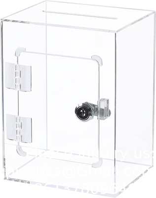 Acrylic Donation Box, 9.8&quot; x 9.8&quot; x 9.8&quot; Large Ballot Box, Suggestion Box with Lock - Large Comment Box - Clear Money