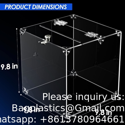 Acrylic Donation Box, 9.8&quot; x 9.8&quot; x 9.8&quot; Large Ballot Box, Suggestion Box with Lock - Large Comment Box - Clear Money
