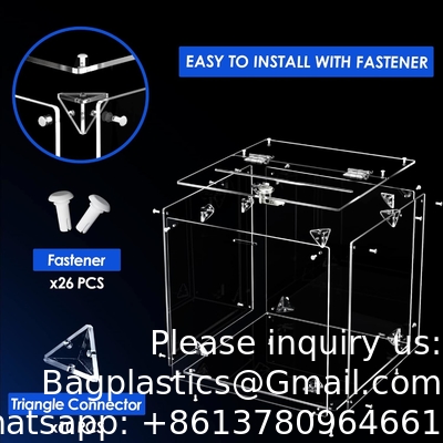 Acrylic Donation Box, 9.8&quot; x 9.8&quot; x 9.8&quot; Large Ballot Box, Suggestion Box with Lock - Large Comment Box - Clear Money