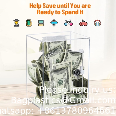 Acrylic Donation Box, 9.8&quot; x 9.8&quot; x 9.8&quot; Large Ballot Box, Suggestion Box with Lock - Large Comment Box - Clear Money