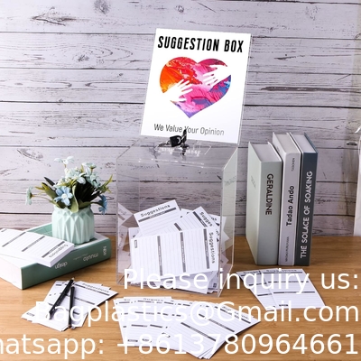 Acrylic Donation Box, 9.8&quot; x 9.8&quot; x 9.8&quot; Large Ballot Box, Suggestion Box with Lock - Large Comment Box - Clear Money