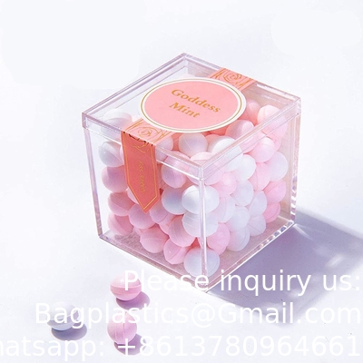Acrylic Plastic Square Cube Small Box with Lid Decorative Storage Boxes Jewelry Display Mini Container for Home Candy