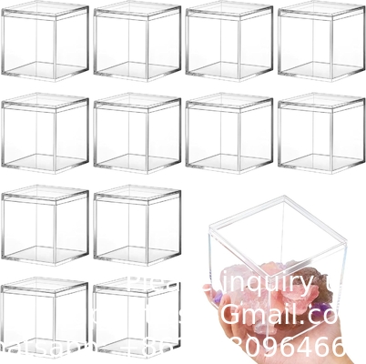 Acrylic Plastic Square Cube Small Box with Lid Decorative Storage Boxes Jewelry Display Mini Container for Home Candy