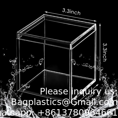 Acrylic Plastic Square Cube Small Box with Lid Decorative Storage Boxes Jewelry Display Mini Container for Home Candy