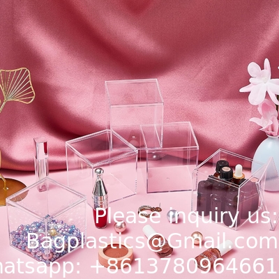 Acrylic Plastic Square Cube Small Box with Lid Decorative Storage Boxes Jewelry Display Mini Container for Home Candy