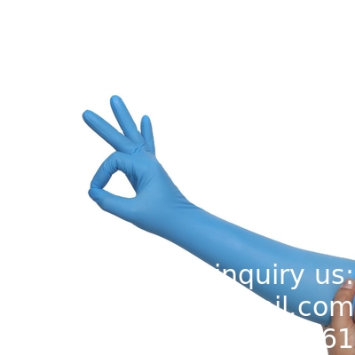 High Quality Free Samples Sky Blue Disposable Wholesale Medic Powder Free Long Sleeve Non Sterile Nitrile Gloves